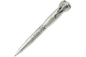 ASVINE Stylo à bille éléphant argenté - pointe fine de 0,5 mm - stylo de calligraphie, rechargeable - encre noire