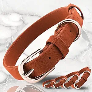 Pally Premium Vegan Leather Tan Dog Collar Neck Belt for Small Medium Large and Extra Large Dogs | Brown (XLarge)