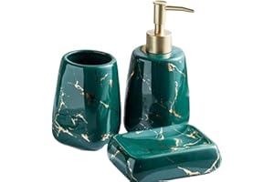 YYW Set da bagno in ceramica, 3/4/5 pezzi di accessori da bagno di lusso moderni set di accessori da bagno in ceramica con motivo in marmo set da bagno accessori per casa, appartamento, dormitorio