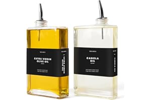 Molimoli Dispenser per Olio Cucina, Versatore Automatico, Bottiglia Sottile in Vetro per Cucina, Brocca per Olio d'Oliva, | Set di 2, Nero