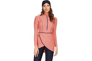 EOTCT Muslimischer Badeanzug für Damen, 3-teilig, langärmelig, islamischer Badeanzug, Arabisch, Badeanzug, Hijab Burkini im BH integriert, vollständige Abdeckung