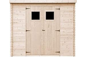 Casa de Almacenamiento jardín con Suelo TRATADO 142x239x200 cm/2.63 m2 - Caseta para Exterior jardín - Cobertizo de Madera pequeño - Techo, Ventanas- TIMBELA M310+M310G