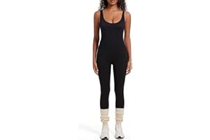 WEISANGMI Women Ribbed Jumpsuits One Piece Workout Yoga Gym Fitness Jumpsuits Rompers Seamless Sexy Sleeveless Square Neck Jumpsuit Playsuits Outfit