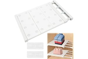 ‎RANJIMA RANJIMA Verstellbare Regale für Schrank, Erweiterbares Einlegeböden für Kleiderschrank, Regalboden Ohne Bohren, Teleskopregal für Kleiderschrank, Schrank, Küche, Badezimmer (24cm Weit, Länge 38-60cm)