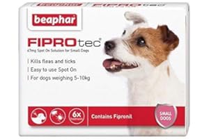 Beaphar® FIPROtec® Kill Flea Ticks Spot On Drop Treatment Protection for Small Medium Large XL Dogs Puppies (6 Treatments, Dog (Small 5-10kg))