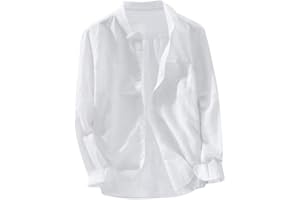 MOKBAY Chemise Homme en Coton et Lin Manches Longues Printemps Été Grande Taille avec Poches sans Repassage Chemisette pour Hommes