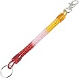 sourcing map Coiled Lanyard, Colorful Spiral Retractable Spring Coil with Metal Lobster Clasp, Safety Keychain Stretch Cord Theftproof Anti-lost Key Ring for Keys Wallet Cellphone