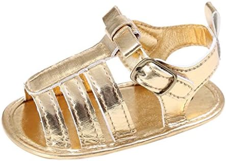 Baby Summer Shoes, HEHEM Baby Soft Prewalker Soft Sole Anti-Slip Vel Baby Toddler Girls Cute Crib Shoes T-tied Shoes (Age:12~18 Month/UK:3, Gold)