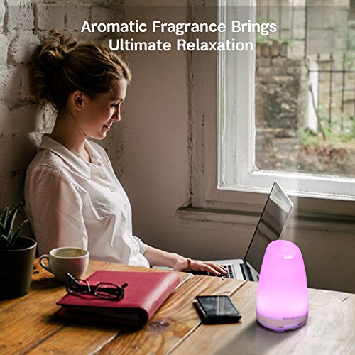 InnoGear 150 mL Aroma Diffuser Aromatherapie Ätherischesöl Diffusor , Tragbarer Ultraschall Luftbefeuchter mit 7 veränderbaren farbigen LED Lichter, verstellbarer Nebel-Modus und falls wasserlos wird es automatisch ausgeschaltet - 2