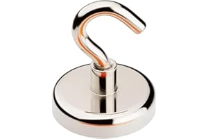 Alizones Gancho Magnético de Neodimio E48 | Fuerza de Sujeción 80 kg, Gancho de Acero Plateado con Níquel, Paquete de 3 Unidades