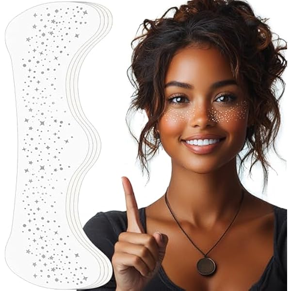 GlamRays 10 Stück Glitzer-Flecken Gesichtstattoos – Goldene Sommersprossen & Sterne, Für Festivals & Partys