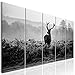 Produktbild decomonkey | Bilder Hirsch 200x80 cm 5 Teilig XXL | Leinwandbilder | Vlies Leinwand | Wand | Bild auf Leinwand | Wandbild | Kunstdruck | Wanddeko Sonne Sonnenuntergang Natur Landschaft
