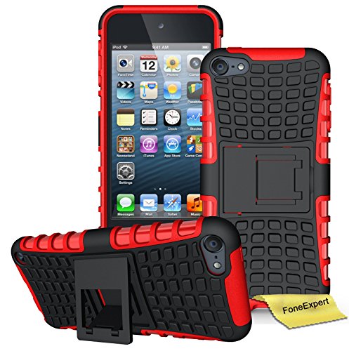 Preisvergleich Produktbild iPod Touch 5 Handy Tasche, FoneExpert® Hülle Abdeckung Cover schutzhülle Tough Strong Rugged Shock Proof Heavy Duty Case für Apple iPod Touch 5th Generation + Displayschutzfolie (Rot)