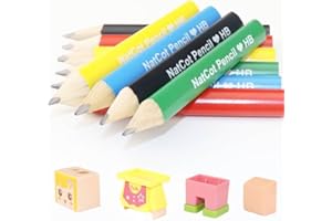 NatCot Triangular Fat Pencil for 3-8 Years Old Kids Use, 3.5-inch 10 Pencil with Pencil Sharpener and Eraser Girl-A Style