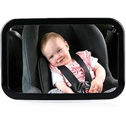 Miroir auto bébé, Rétroviseur de Surveillance Bébé pour Siège Arrière,Miroir de voiture pour bébé, Rotation 360°& Fonction d'Inclinaison,100% incassable Pour Bébé Miroir Voiture- Noir, 300 x 190mm