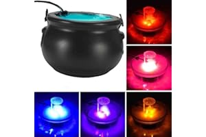 GALER Halloween Witches Cauldron, Black Cauldron Pot Fog Maker, LED Mist Maker with 3 Color Flame Light Change, Pond Fogger Misting Cauldron Sprayer Machine for Halloween Holiday Party Decorations