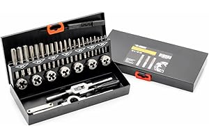 ERBA BAER Gewindeschneider Set, M3 - M12, HSS - Gewindebohrer Set - Innengewinde + Außengewinde - Gewindeschneidsatz - Bohrer - Schneideisen - Windeisen - Schneideisenhalter