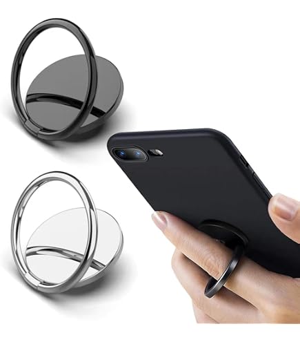 4 Anelli Porta Smartphone 360° Con Adesivo Riutilizzabile, Design Animali: Zebra, Scimmia, Struzzo E Giraffa