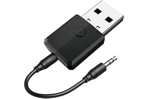 Isobel USB Bluetooth 5.0 Transmitter Receiver, 4-in-1 Mini Wireless Audio Adapter, 3.5mm Bluetooth AUX Adapter for TV PC Headphones Speakers Car/Home Stereo System, USB Power Supply