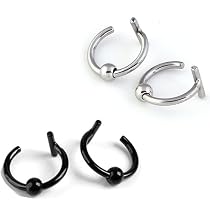 Piercing Finto A Clip Corvo Con Teschio - Acciaio Inox 316L, 10 Mm, Nero/Marrone, Unisex