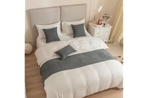 Morbuy Bed Runners and Matching Cushion Cover, Reversible Jacquard Bed Runners Scarves Home Decoration Hotel Bedding Bed Towel Bedroom Bedspread Protection (45x210cm(Bed Runners),grey)