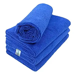 SOFTSPUN Microfiber Cloth - 4 pcs - 40x40 cms - 340 GSM Blue - Thick Lint & Streak