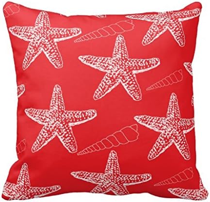 Red Seashell Throw Pillow Case Home Decor Pillowcase Cushion Cover One Side, 18" x 18"