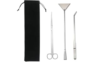 QAYMZUMD Aquarium Kit Tool Accessories, 3 in 1 Stainless Steel Aquarium Tank Tweezers Sand Spatula Tool Set Tweezers Scissors Spatula for Aquarium Tank Clean Fish Tank Aquascape Tools Sets