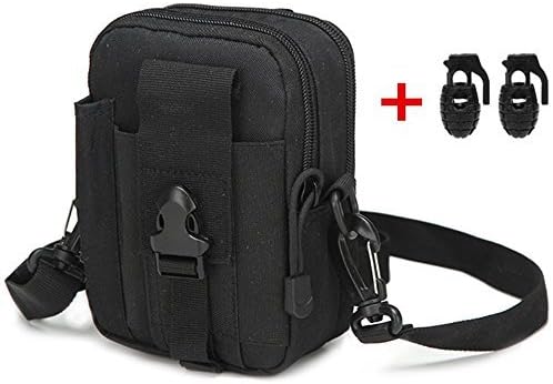 Heyqie(TM) 1000D Nylon [Upgrated] Outdoor Tactical MOLLE Holster EDC Carry Accessory Tool Waist Bag Belt Pack Pouch Case with Shoulder strap for Smart Phones &amp; Accessories - Black