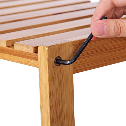 Songmics 5 Ablagen Badregal Küchenregal Standregal Schuhregal Blumenständer Bücherregal Bambusregal 130 x 60 x 26 cm BCB35Y - 8