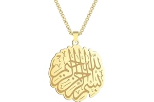 LUTAKU Collana musulmana Allah in acciaio inossidabile collana araba Islam Corano ciondolo catena Shahada regali islamici per donne uomini Ramadan Eid accessori