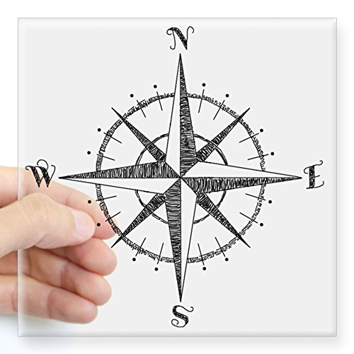 CafePress - Boussole Rose carré Autocollant 7,6 cm X 3 - Carré Bumper Autocollant de Voiture Autocollant, 7,6 x 7,6 cm (Petite Taille) ou 12,7 x 12,7 cm (Grande)