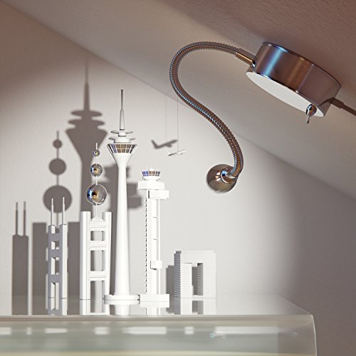 parlat LED Lese-Lampe / Wand-Leuchte Han, Schwanenhals, Chrom, Schalter, Stecker, weiß - 