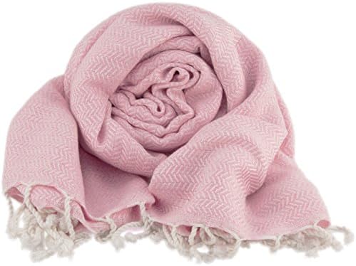 All Bamboo Women's Bamboo &amp; Cotton Peshtemal Scarf Wrap Soft Pink