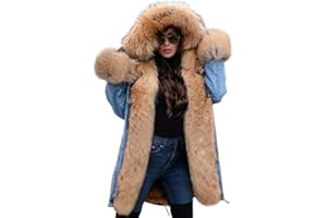 Aox Women Winter Faux Fur Hood Warm Thicken Coat Lady Casual Plus Size Parka Jacket Outdoor Overcoat