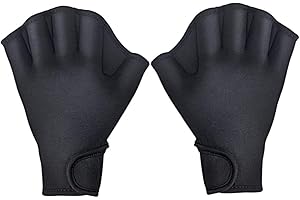 LIUMMRCY Aquatic Gloves,Swimming Webbed Gloves,Swimming Training Webbed Swim Gloves Aqua Flippers Gloves for Men Women Adult Children Aquatic Fitness Water Training Black (L)
