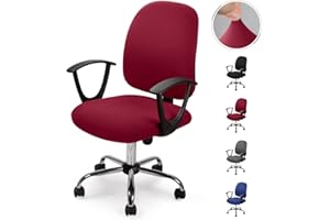 EOZAKAVOD Bezug für Bürostuhl Bürostuhl-Bezug Waschbarer elastischer Sitzbezug Computer-Bürostuhl Bezug Universal Stuhl Bezüge Drehstuhl Bezüge Set für Bürostuhl Armlehnen Stuhl (no Stuhl) (Weinrot,1)