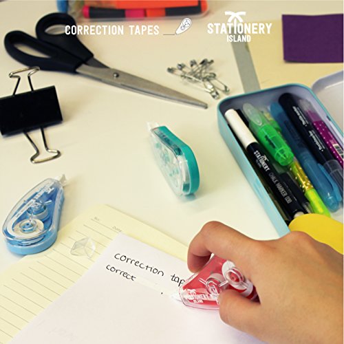 Stationery Island Korrekturroller 5mm x 5m – 8er Set Korrekturband – Beschriftungsband in Rot, Gelb, Grün, Blau - 4