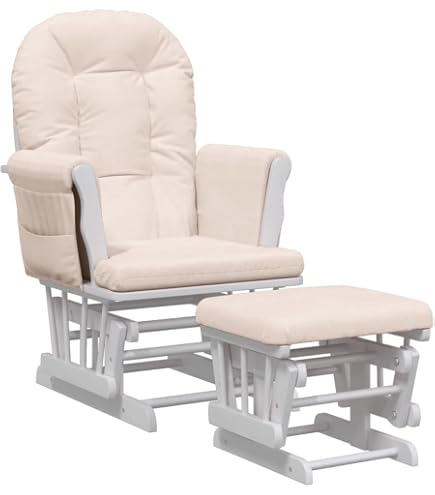 Hauck Metal Glider Recline Nursing Chair and Relaxation Chair with Stool and Armrest, Rocking Function, Side Pockets, Rotatable, Adjustable and Padded, Faux Leather, Load Capacity up to 120 kg Baby