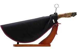 DiseLio Cubre Jamón Color Negro con Vivo Granate al Rededor, Talla Única, Forma Redondeada. Protector para Jamón o Paletilla. (Cub-j-Ne-Gr)