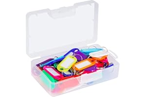 HUOBERR 50 Stück Schlüsselanhänger Beschriftbar,Boxed Schlüsselschilder mit Schlüsselringen,10 Farben