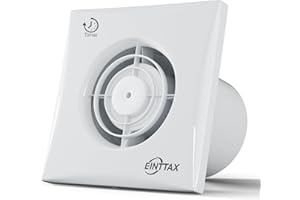 EINTTAX 4 Inch 100mm Bathroom Extractor Fan with Timer, 12W Quiet Powerful Bathroom Fan, Airflow 130m³/h, Wall/Window/Ceiling Mounted Extractor Fan for Kitchen Toilet Garage, Office, 34 dB, White