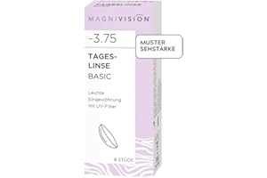 MAGNIVISION Tageslinsen Basic weiche Kontaktlinsen für -3,25 dpt. | 8 Stück | BC 8.6 | DIA 14.2 | Kontaktlinse mit Hydrogel und UV-Filter für ein angenehmes Tragegefühl | ohne Konservierungsstoffe
