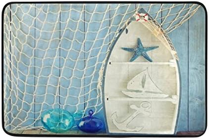 Wellay Nautical Boat Shape Shelves Doormat Floor Mat Rug Indoor/Outdoor/Front Door/Bathroom Mats Non Slip 23.6x15.7 inch