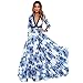 Price comparison product image Long Dress,Hevoiok Women Fashion Long Maxi Party Ladies Boho Summer Print Sundress Skirts (XXL, Blue)