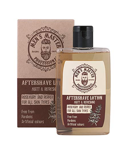 Loción calmante para después del afeitado"Romero y Pimienta" cosmética para hombre, sin parabenos, sin colorantes artificiales, 120 ml de Men's Master