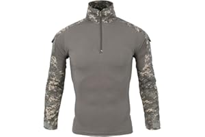 DUOHROPKE Maglietta militare da uomo, maglietta tattica, slim fit, a maniche lunghe, mimetica, per paintball, softair, militare, uniforme