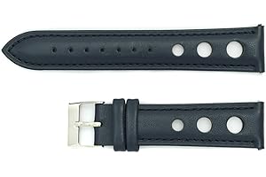 AIMVALUE Rally Racing skórzany pasek do zegarka ciemnoniebieski 18 mm 20 mm 22 mm 24 mm perforowany vintage męski wyściełany pasek do zegarka