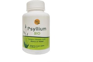 NATURE ET PARTAGE Nature & Partage Psyllium en gélules bio certifié Ecocert - 120 gélules de 500mg - produit concentré 3 gélules maximum/jour