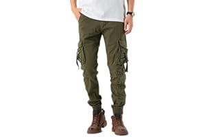 Tony Backer Pantaloni Uomo Cargo Leggero in Cotone Multitasche Casual di Tela Stretch Materiale con Tasche Laterali 7833